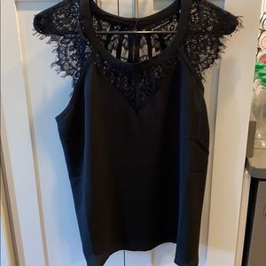 Black half lace top